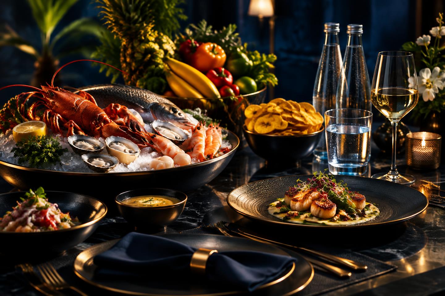 Conceptual seafood and food imports industry imagery — not a KADULI facility